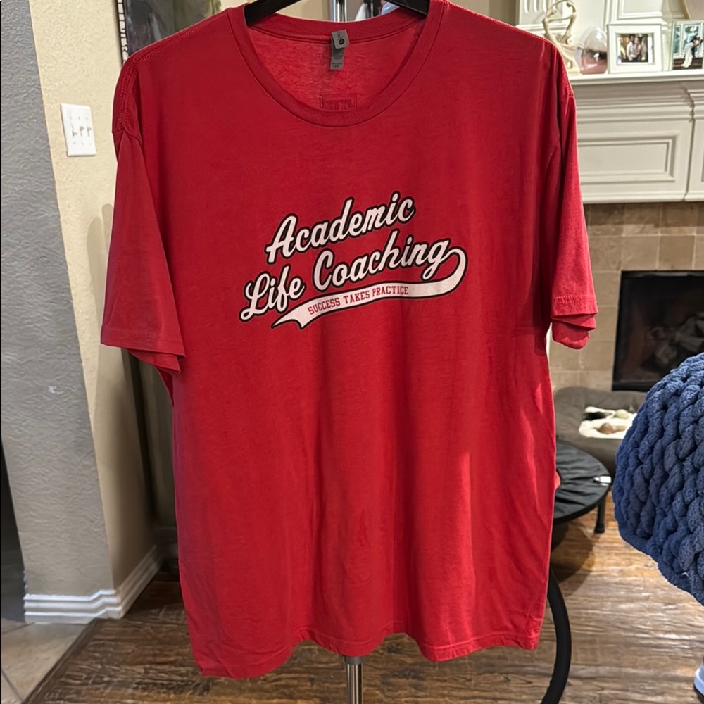 Vibrant Red Short Sleeve Tee with Cursive Print